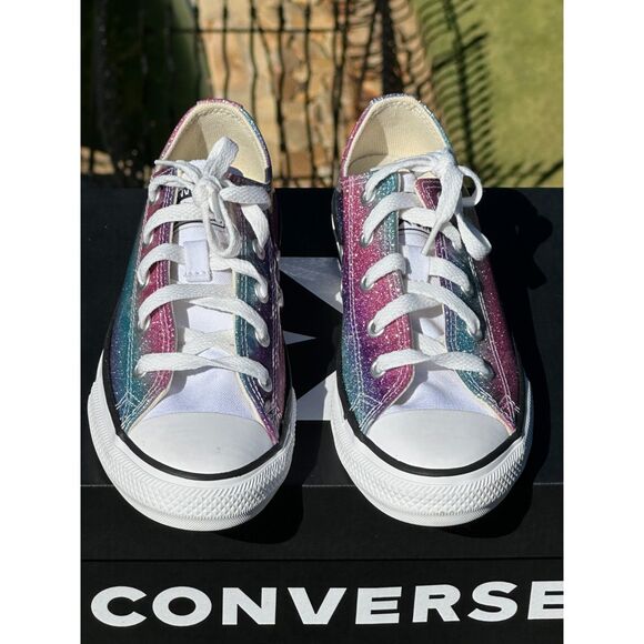 NEW Converse Girls Chuck Taylor All Star Glitter Ox Casual Sneaker - Youth 2Y - Picture 4 of 8